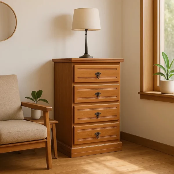 Cómoda 4 Cajones Madera Eucalipto